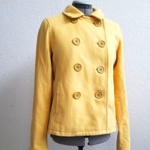 Abercrombie & Fitch yellow, wool pea coat